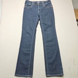 Angels Jeanswear Bootcut Jeans Embroidered Rhinestone Dark Wash Blue Women 10